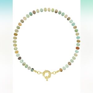 KissYan Beaded Gemstone Necklace Colorful Natural Stone  14K Gold plated